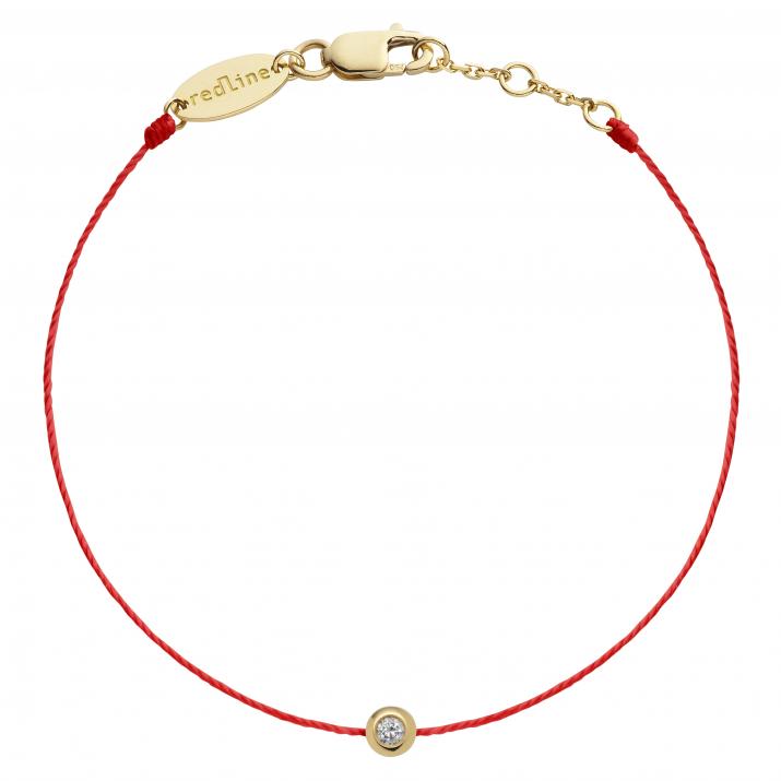 String Bracelet For Women with 0.05ct Round Diamond in Yellow Gold Bezel Setting - Redline - 0++