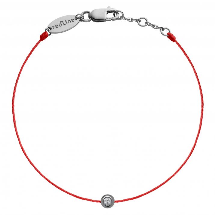 String Bracelet For Women with 0.05ct Round Diamond in Black Gold Bezel Setting - Redline