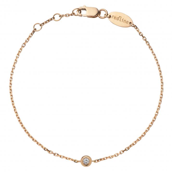 Chain Bracelet For Women with 0.05ct Diamond in Rose Gold Bezel Setting - Redline