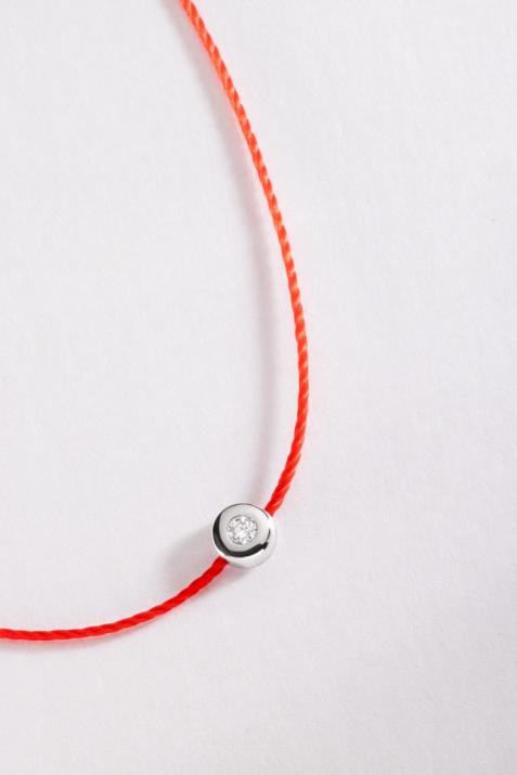 String Bracelet For Women with 0.02ct Round Diamond in White Gold Bezel Setting - Redline - 0++