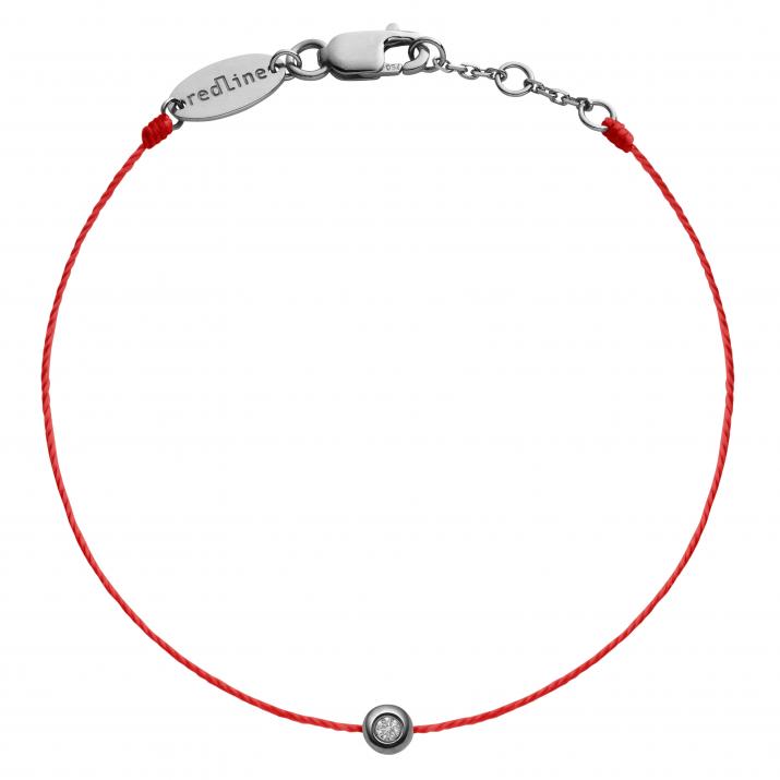 String Bracelet For Women with 0.02ct Round Diamond in Black Gold Bezel Setting - Redline - 0++
