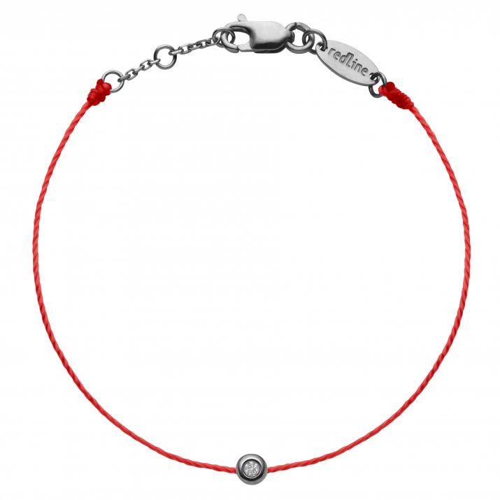 String Bracelet For Children with 0.02ct Round Diamond in Black Gold Bezel Setting - Redline - 0++