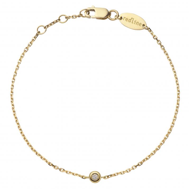 Chain Bracelet For Women with 0.02ct Round Diamond in Yellow Gold Bezel Setting - Redline - 0++