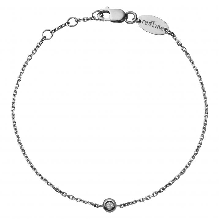 Chain Bracelet For Women with 0.02ct Round Diamond in Black Gold Bezel Setting - Redline