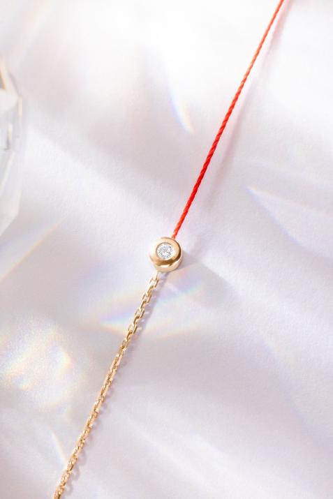 String-Chain Bracelet For Women with 0.05ct Diamond in Rose Gold Bezel Setting - Redline - 0++