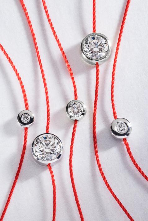 Браслет из проволоки с бриллиантом 0.40 карата из белого золота - Redline - 0++