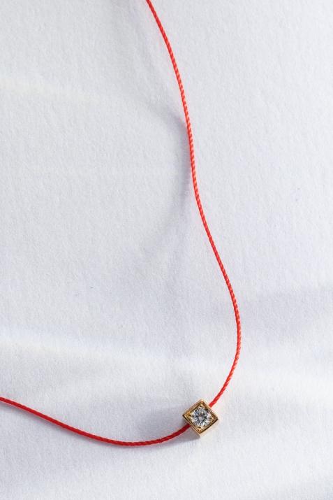 Струнное ожерелье для женщин с круглым бриллиантом 0,10 кар в оправе из розового золота - Redline - 0++