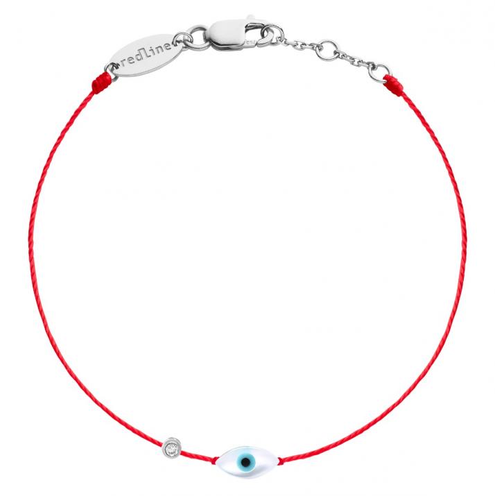 String Bracelet For Women with 0.05ct Round Diamond in White Gold Bezel Setting - Redline
