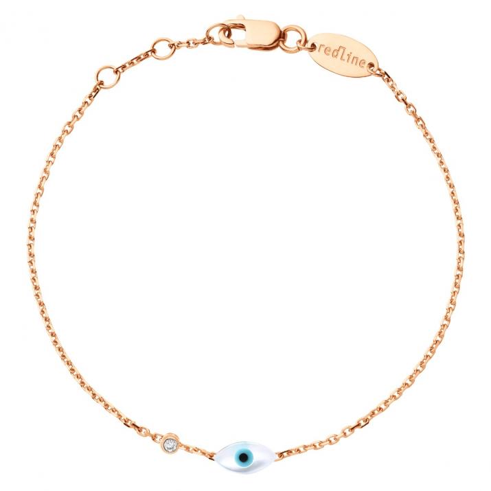 Chain Bracelet For Women with 0.05ct Round Diamond in Rose Gold Bezel Setting - Redline