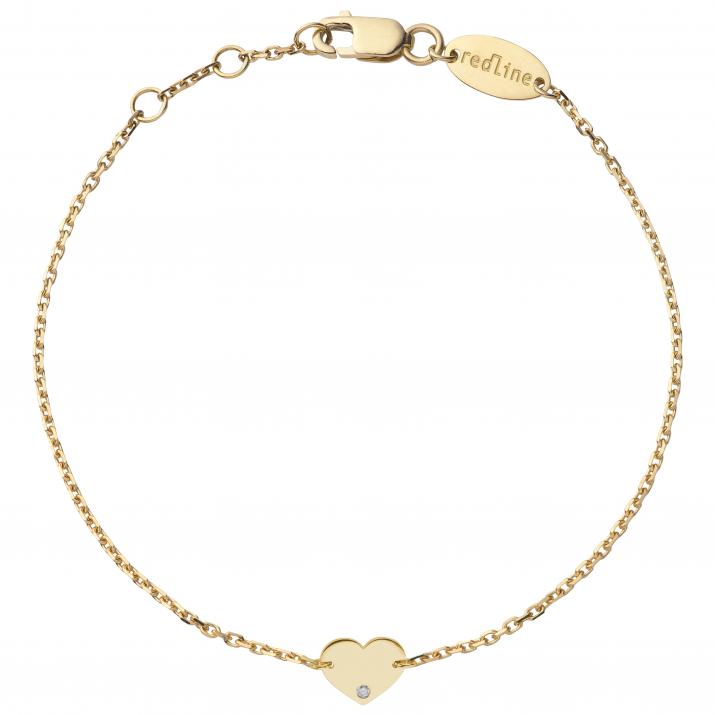 Chain Bracelet For Women with 0.01ct Round Diamond in Yellow Gold Pavé Setting - Redline - 0++
