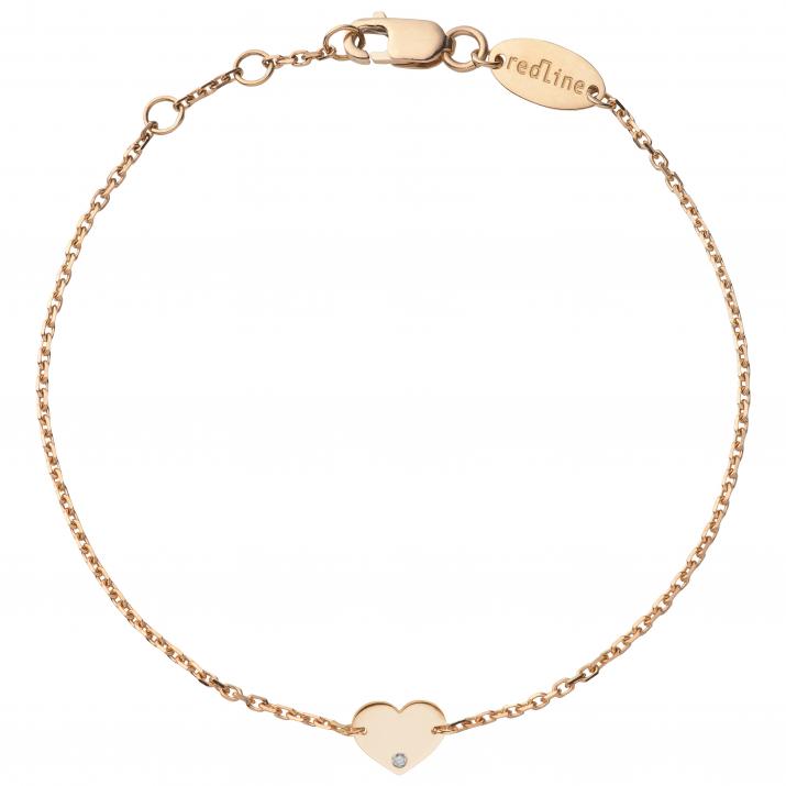 Chain Bracelet For Women with 0.01ct Round Diamond in Rose Gold Pavé Setting - Redline