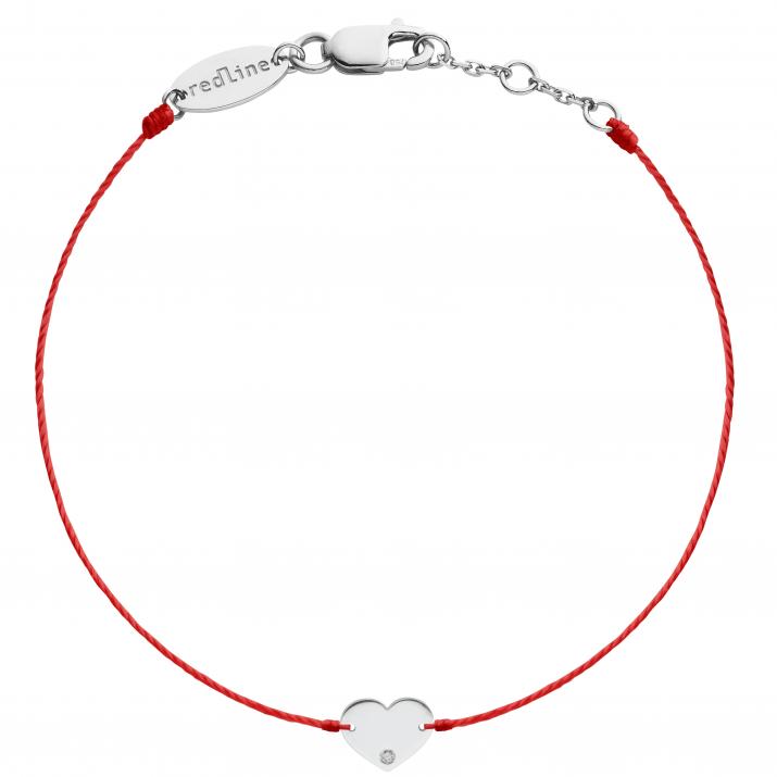 String Bracelet For Women with 0.01ct Round Diamond in White Gold Pavé Setting - Redline - 0++