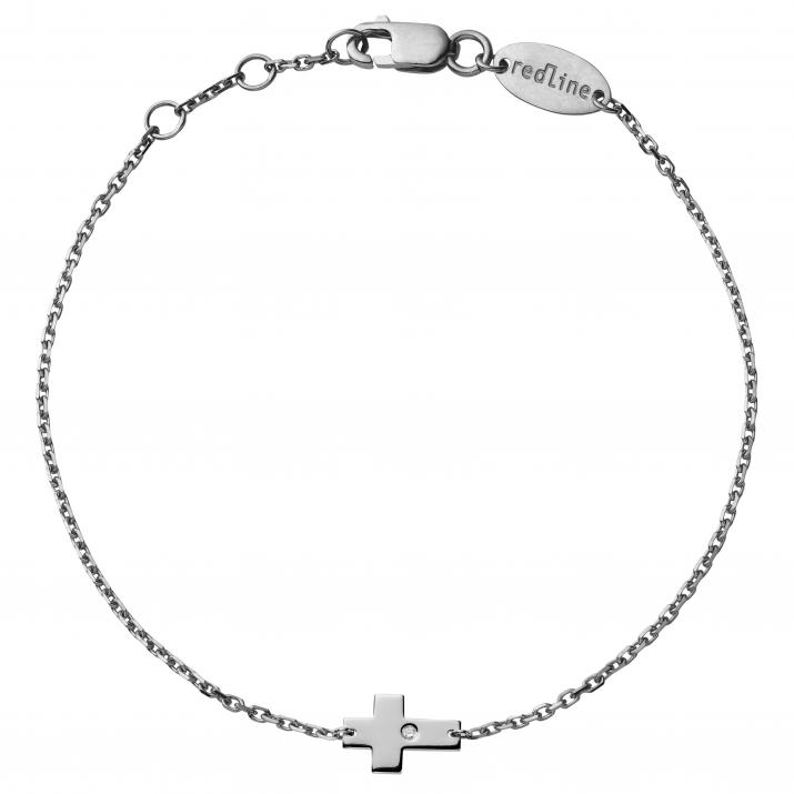 Chain Bracelet For Women with 0.01ct Round Diamond in Black Gold Pavé Setting - Redline - 0++