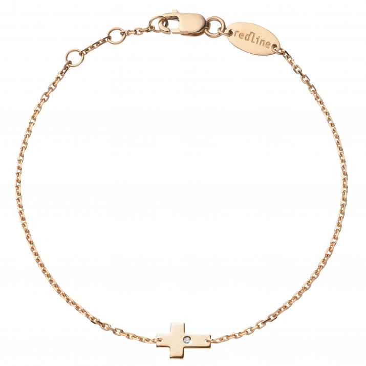 Chain Bracelet For Women with 0.01ct Round Diamond in Rose Gold Pavé Setting - Redline - 0++