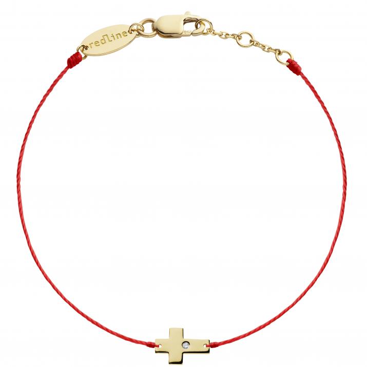String Bracelet For Women with 0.01ct Round Diamond in Yellow Gold Pavé Setting - Redline - 0++