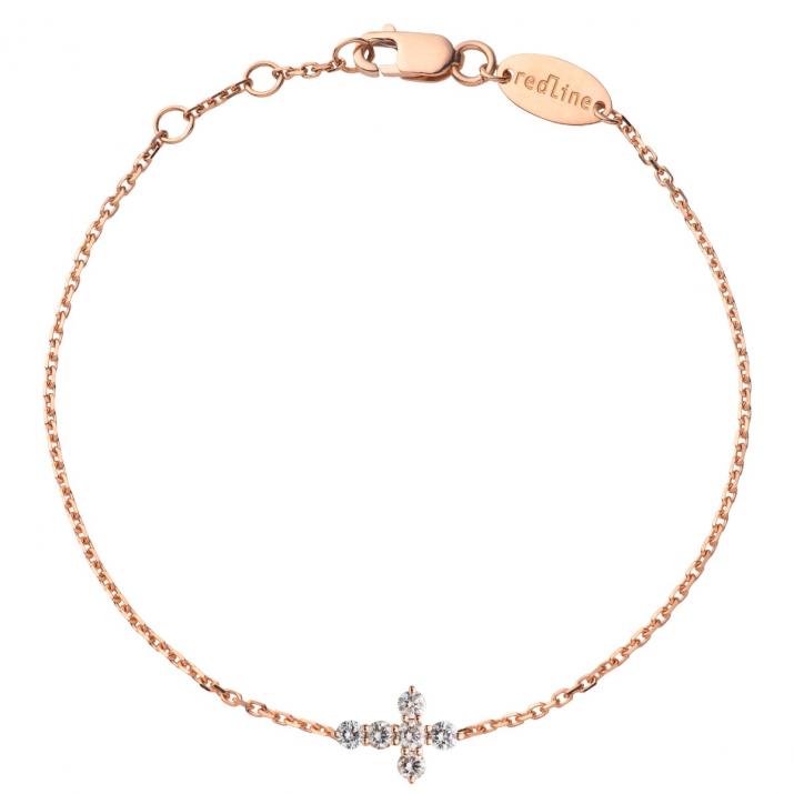 Chain Bracelet For Women with 0.20ct Round Diamond in Rose Gold Prong Setting - Redline