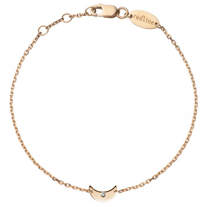 Chain Bracelet For Women with 0.01ct Round Diamond in Rose Gold Pavé Setting - Redline - 0++
