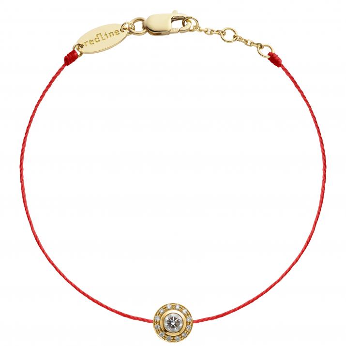 String Bracelet For Women with 0.26ct Round Diamond in Yellow Gold Bezel Setting - Redline - 0++