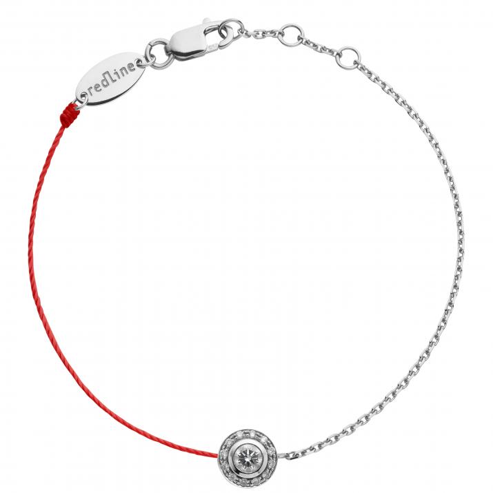 String-Chain Bracelet For Women with 0.26ct Round Diamond in White Gold Bezel Setting - Redline - 0++