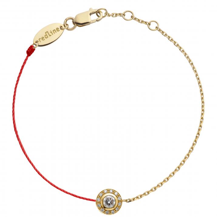 String-Chain Bracelet For Women with 0.26ct Round Diamond in Yellow Gold Bezel Setting - Redline - 0++