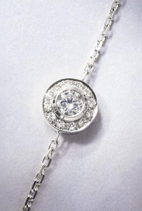 Chain Bracelet For Women with 0.26ct Round Diamond in White Gold Bezel Setting - Redline - 0++