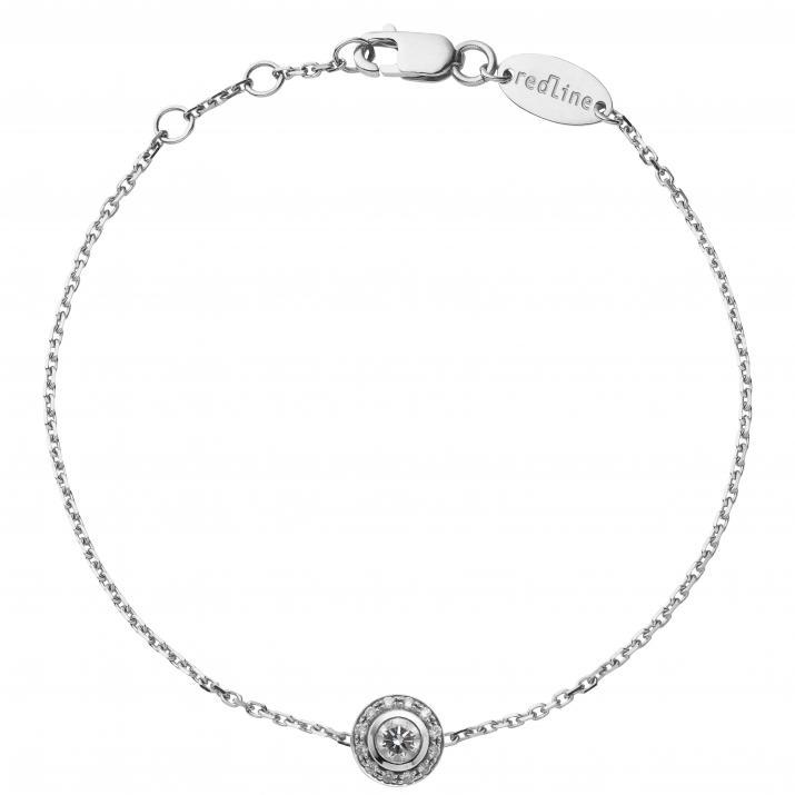 Chain Bracelet For Women with 0.26ct Round Diamond in White Gold Bezel Setting - Redline - 0++