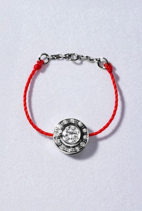 String Ring with 0.26ct Round Diamond in Black Gold Bezel Setting - Redline - 0++