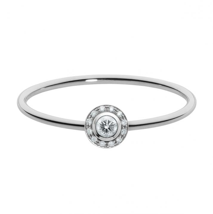 Ring with 0.26ct Round Diamond in White Gold Bezel Setting - Redline