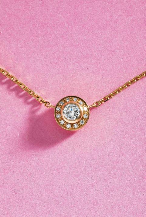Chain Necklace For Women with 0.26ct Round Diamond in Rose Gold Bezel Setting - Redline - 0++