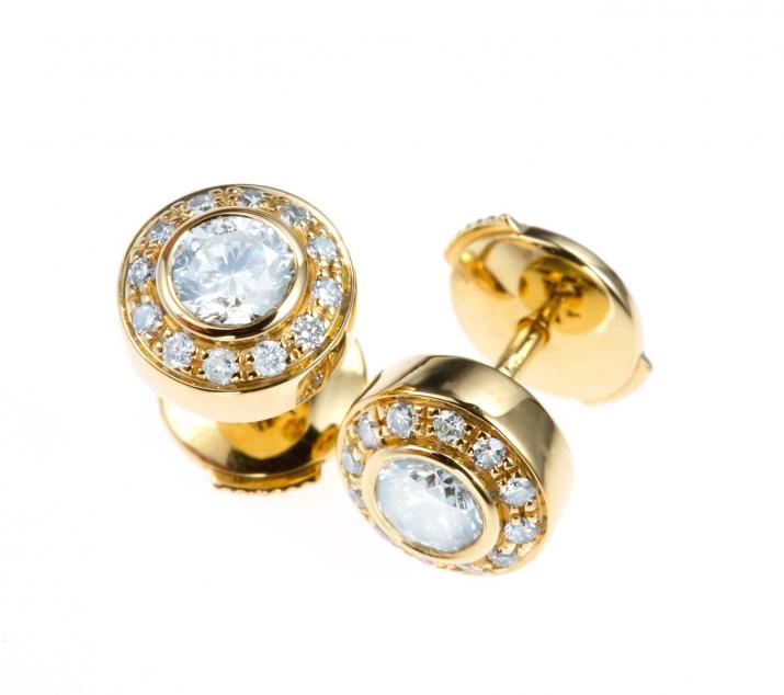Earrings with 0.52ct Round Diamond in Yellow Gold Bezel Setting - Redline - 0++
