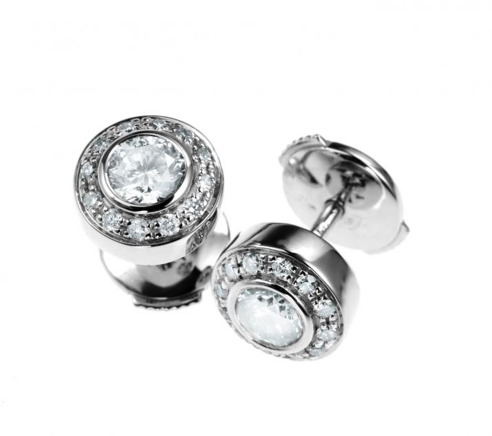 Earrings with 0.52ct Round Diamond in Black Gold Bezel Setting - Redline