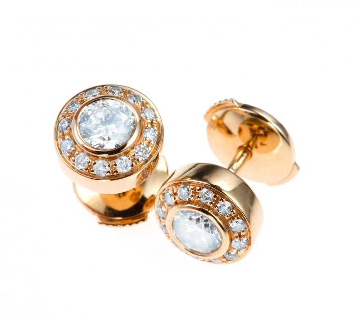 Earrings with 0.52ct Round Diamond in Rose Gold Bezel Setting - Redline - 0++