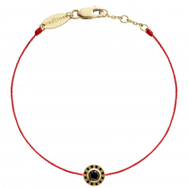 String Bracelet For Women with 0.269ct Round Black Diamond in Yellow Gold Bezel Setting - Redline