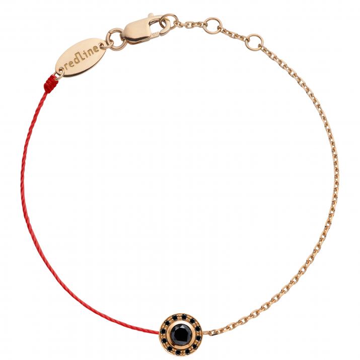 String-Chain Bracelet For Women with 0.26ct Round Black Diamond in Rose Gold Bezel Setting - Redline