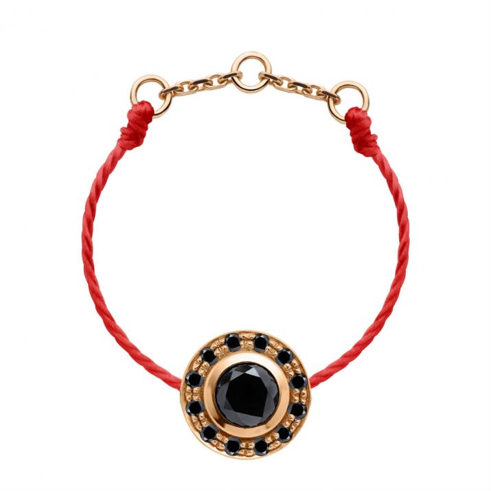 String Ring with 0.26ct Round Black Diamond in Rose Gold Bezel Setting - Redline