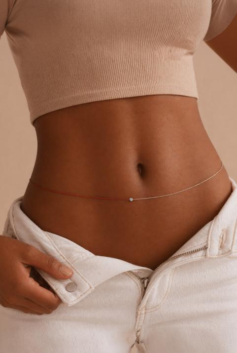 Long Necklace with 0.10ct Round Diamond in White Gold Bezel Setting - Redline - 0++