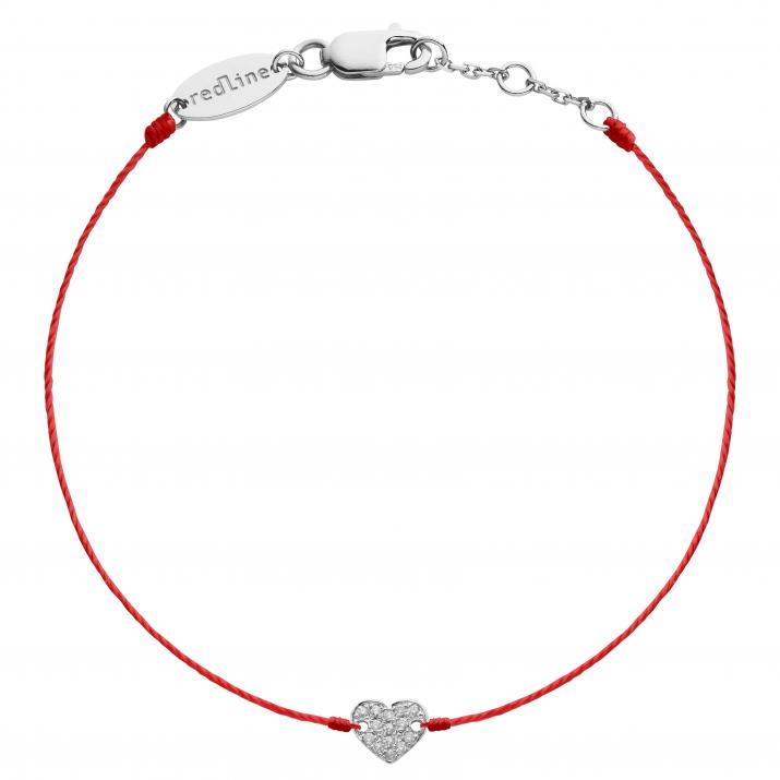String Bracelet For Women with 0.07ct Round Diamond in White Gold Pavé Setting - Redline