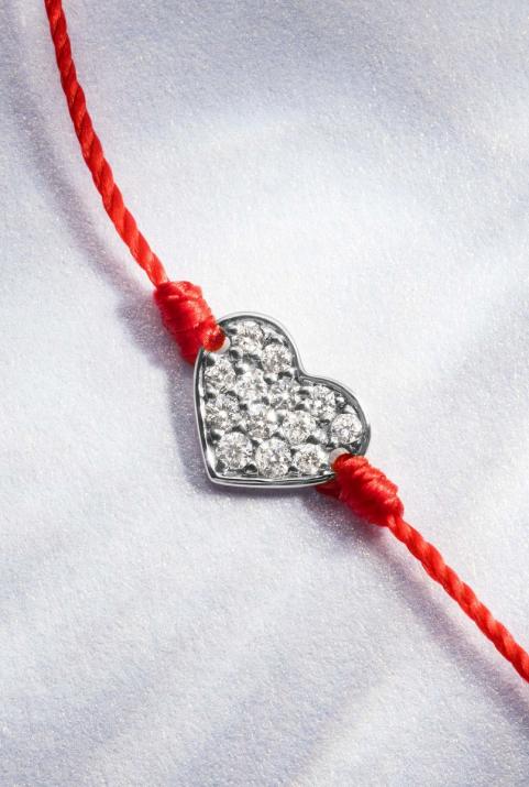String Bracelet For Children with 0.07ct Round Diamond in White Gold Pavé Setting - Redline - 0++