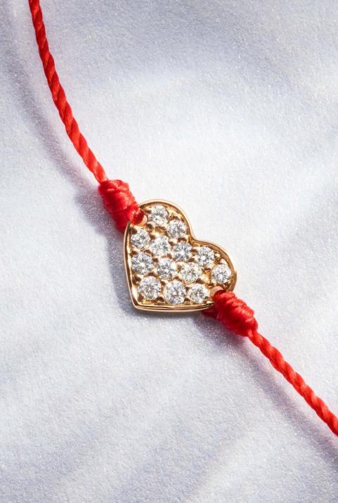 String Bracelet For Children with 0.07ct Round Diamond in Rose Gold Pavé Setting - Redline - 0++