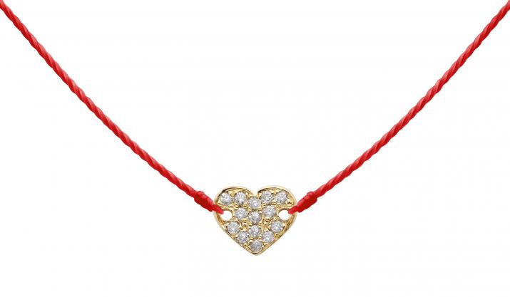String Necklace For Women with 0.07ct Round Diamond in Yellow Gold Pavé Setting - Redline - 0++
