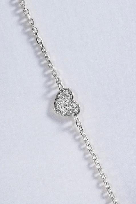 Chain Bracelet For Women with 0.07ct Round Diamond in White Gold Pavé Setting - Redline - 0++
