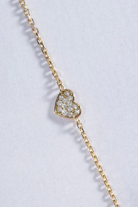 Chain Bracelet For Women with 0.07ct Round Diamond in Yellow Gold Pavé Setting - Redline - 0++