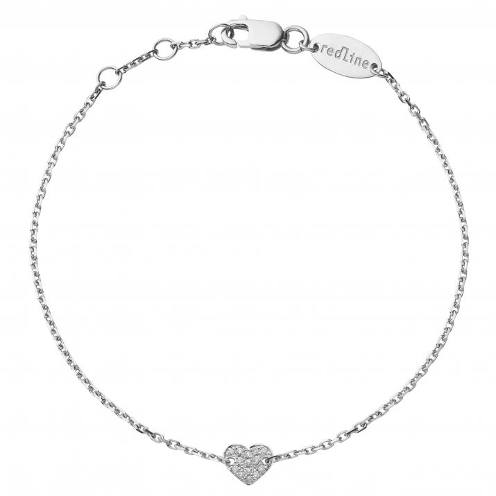 Chain Bracelet For Women with 0.07ct Round Diamond in White Gold Pavé Setting - Redline - 0++