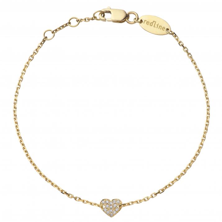 Chain Bracelet For Women with 0.07ct Round Diamond in Yellow Gold Pavé Setting - Redline - 0++