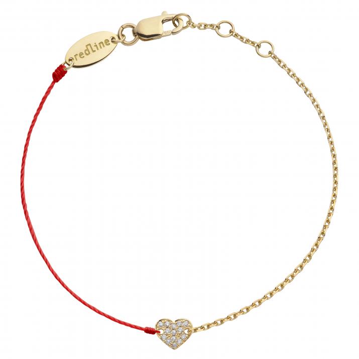 String-Chain Bracelet For Women with 0.07ct Round Diamond in Yellow Gold Pavé Setting - Redline - 0++