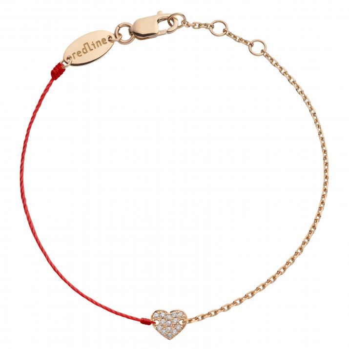 String-Chain Bracelet For Women with 0.07ct Round Diamond in Rose Gold Pavé Setting - Redline - 0++