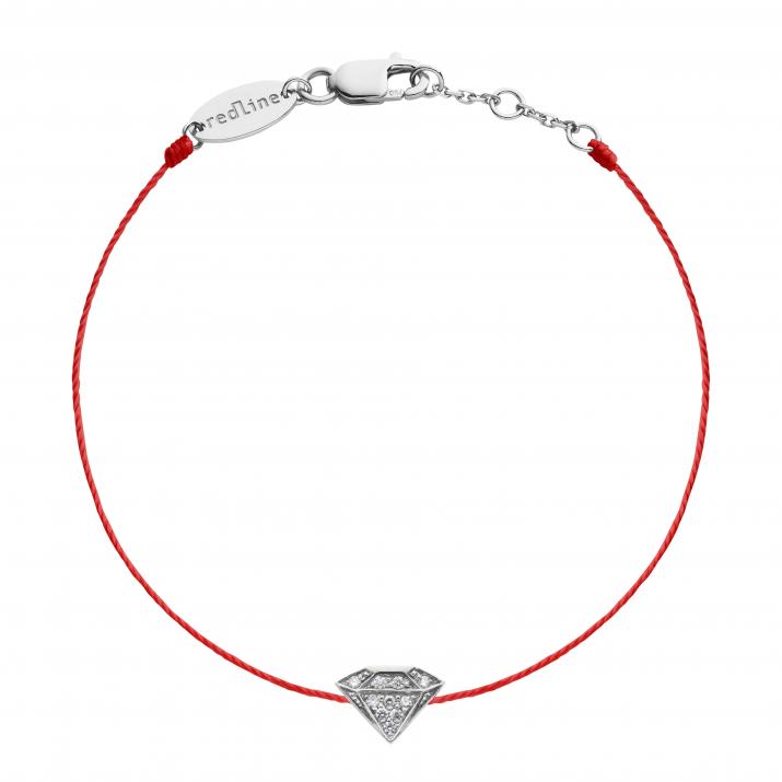 String Bracelet For Women with 0.05ct Round Diamond in White Gold Pavé Setting - Redline