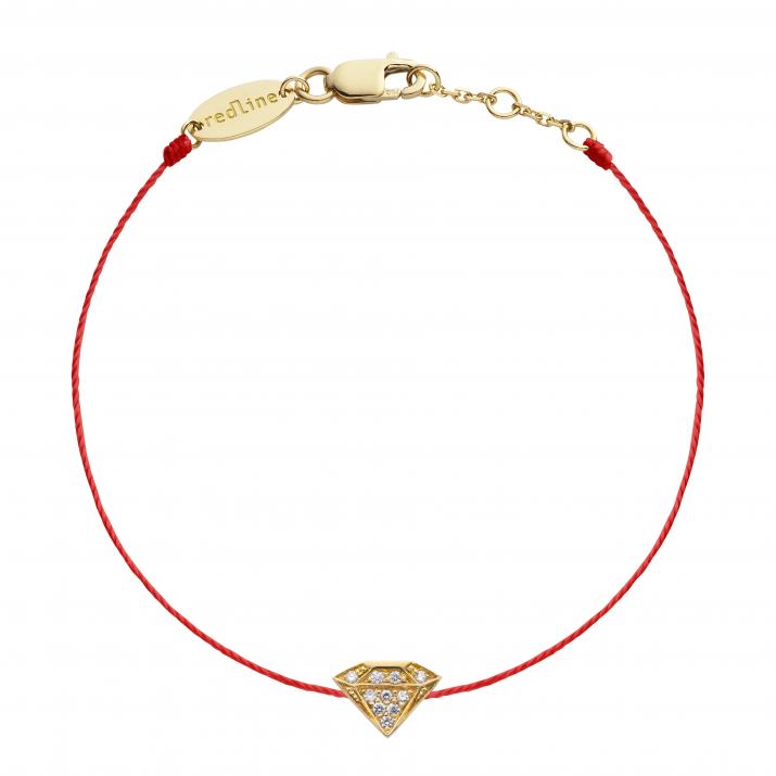 String Bracelet For Women with 0.05ct Round Diamond in Yellow Gold Pavé Setting - Redline