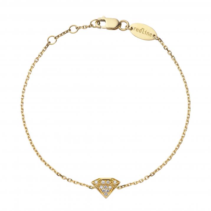 Chain Bracelet For Women with 0.05ct Round Diamond in Yellow Gold Pavé Setting - Redline