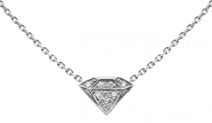 Chain Necklace For Women with 0.05ct Round Diamond in White Gold Pavé Setting - Redline - 0++